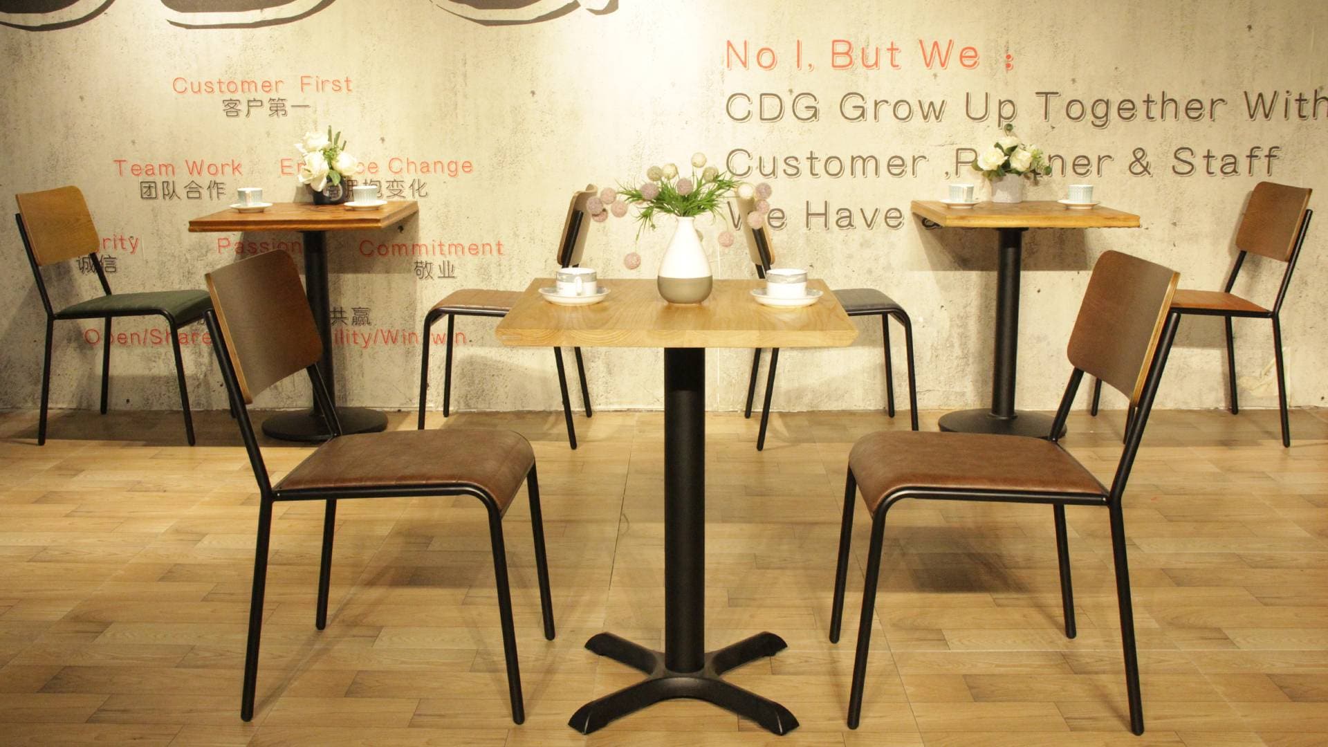 Stacking Industrial Plywood Backrest Vintage Pu Leather Seat Dining Chair 822-H45(75)-STWPU