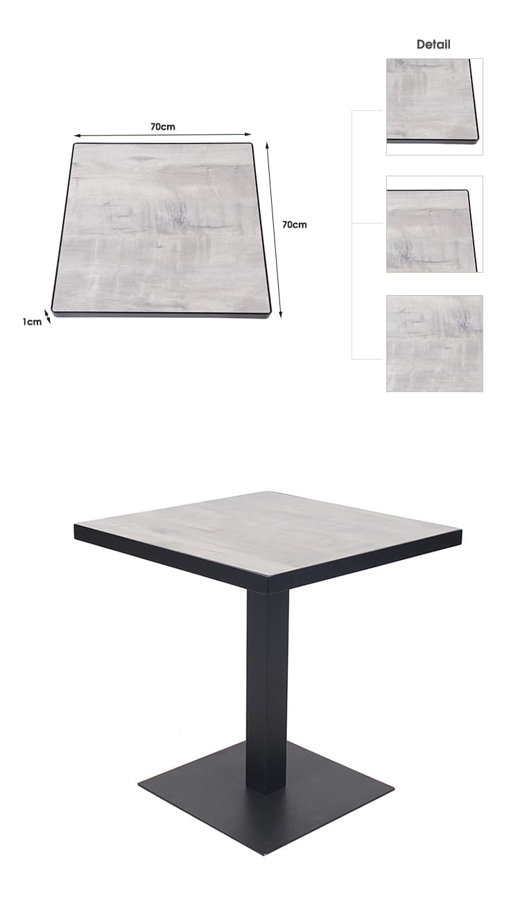 Tapas de mesa de HPL cuadradas de restaurante de café de tamaño personalizado HPL-SQ70 (1)
