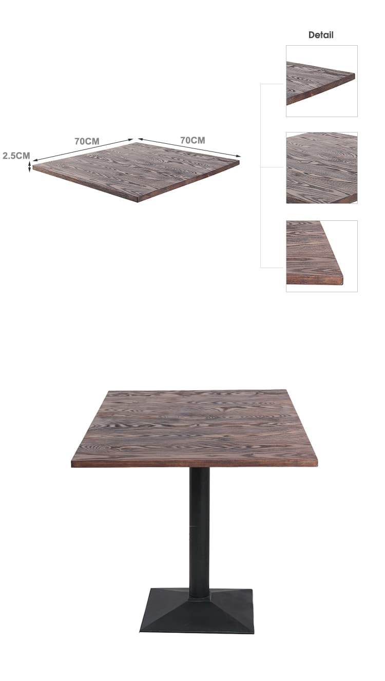 Usa Ash Oak Teak Wood Table Top For Restaurant Cafe TTAW-VW01-SQ70-25 (2)