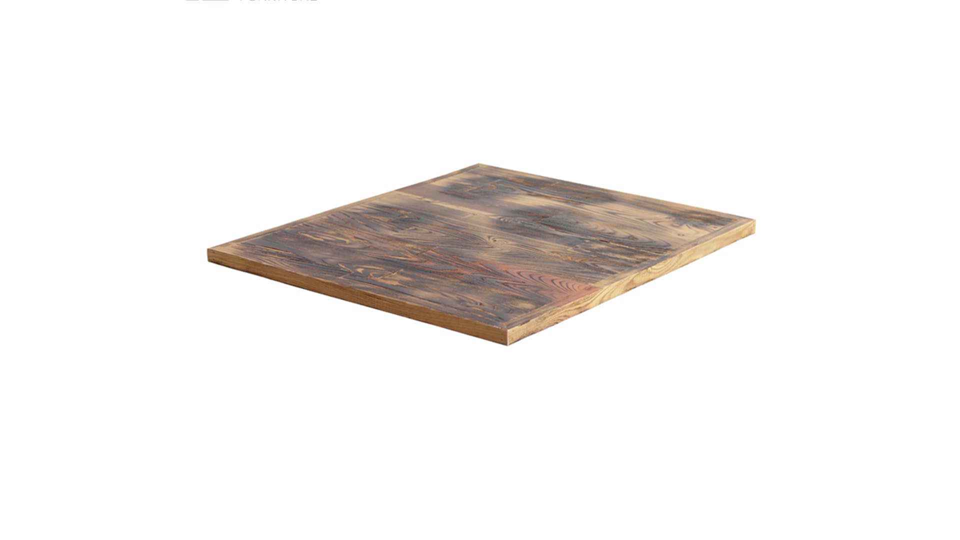 Dessus de table en bois de restaurant de meubles en bois brûlé adaptés aux besoins du client TTAW-V05-SQ70-25