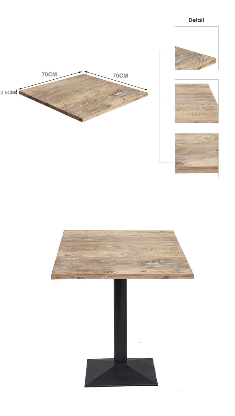 Commercial Furniture Coffee Shop Solid Wood Table Top TTAW-V02-SQ70-25 (3)