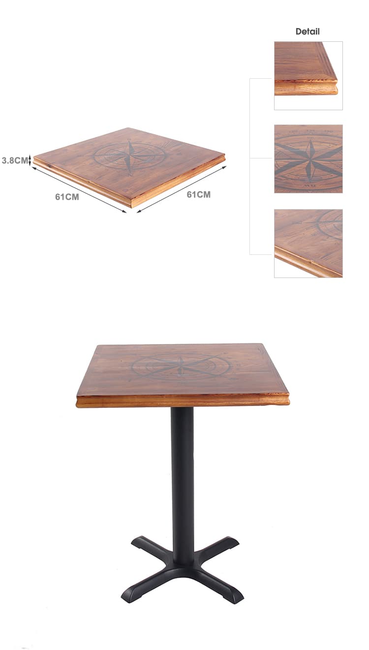 Factory Price Quality Compass Pattern Wood Table Top TTPW-FL-SQ61-38 (3)