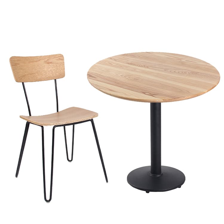 Juego de mesa y silla de cafetería de metal con manivela de estilo industrial