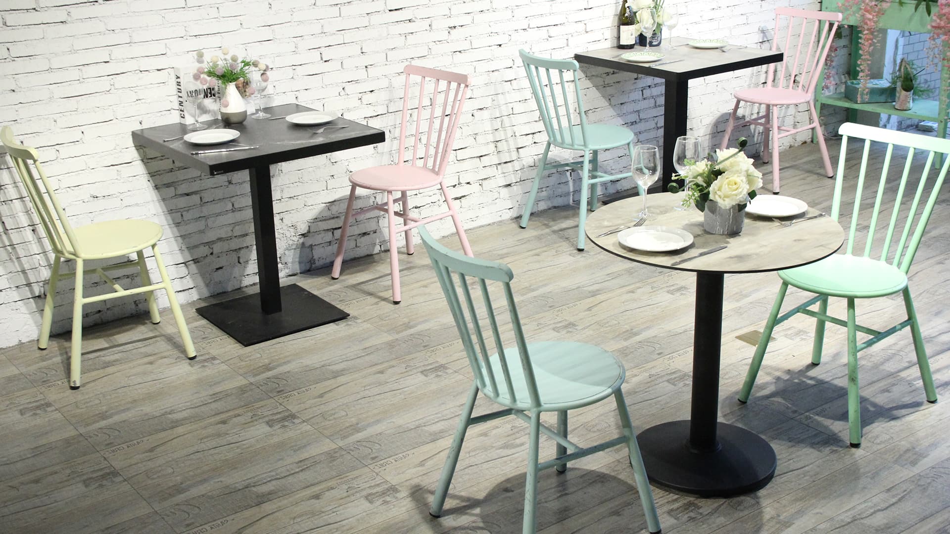 Modern Restaurant Metal Frame HPL Top Table New Design Coffee Table 804DT-STHPL-SQ70