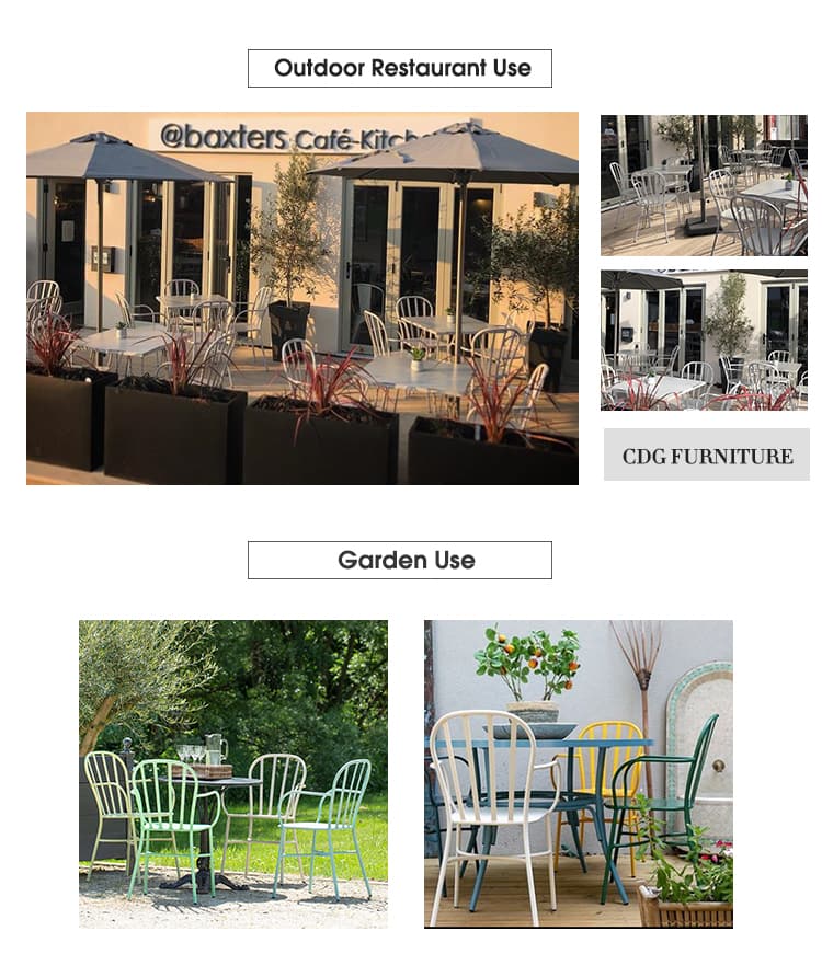 French Outdoor Stackable Cafe Industrial Bistro Commercial Metal Chair 763(M)S-H45-ALU (4)