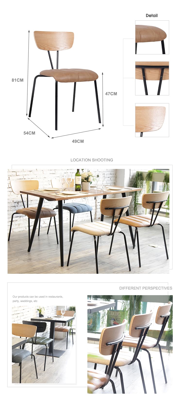 Luxury Coffee Shop Restaurant Furniture Soft Fabric Leather Chair 828-H45-STPU (1)
