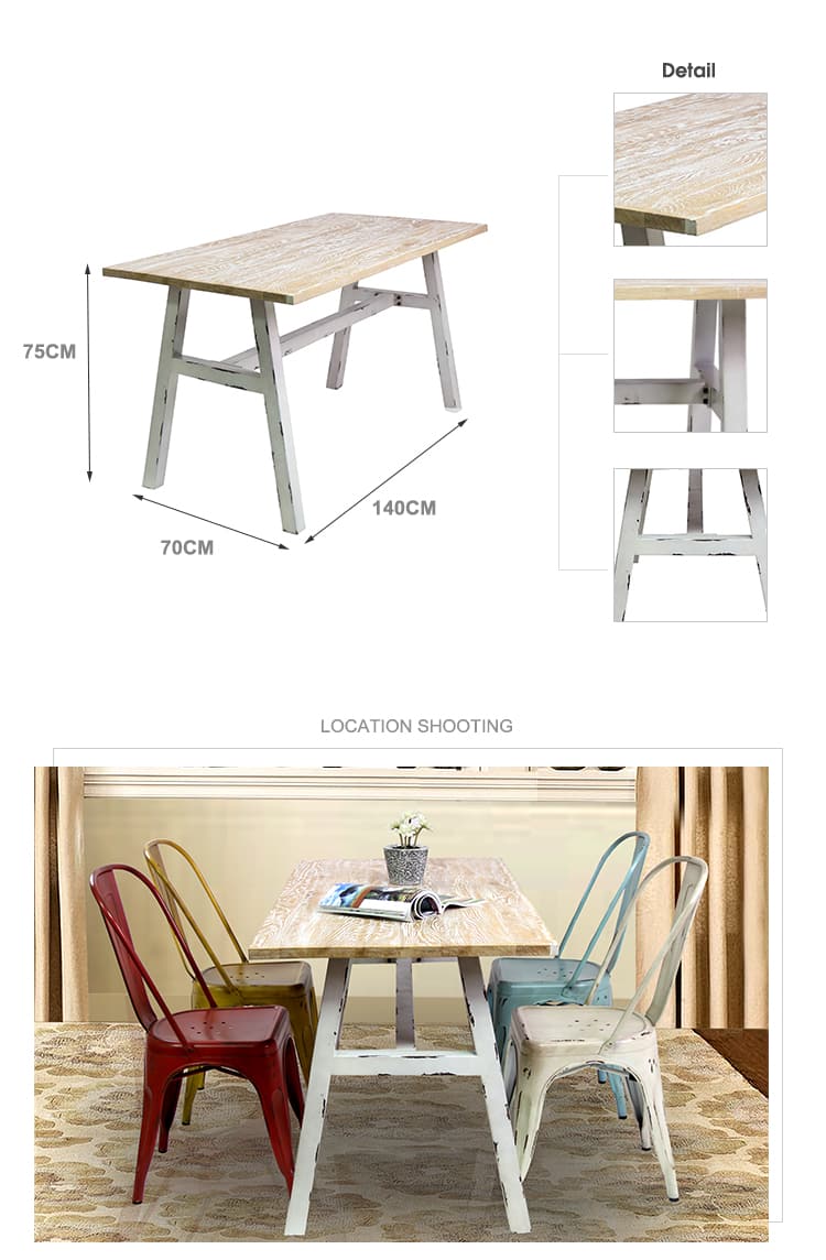 Table de salle à manger de restaurant bistro à café en bois industriel Loft 649DT-ALUW-RE14070 (1)