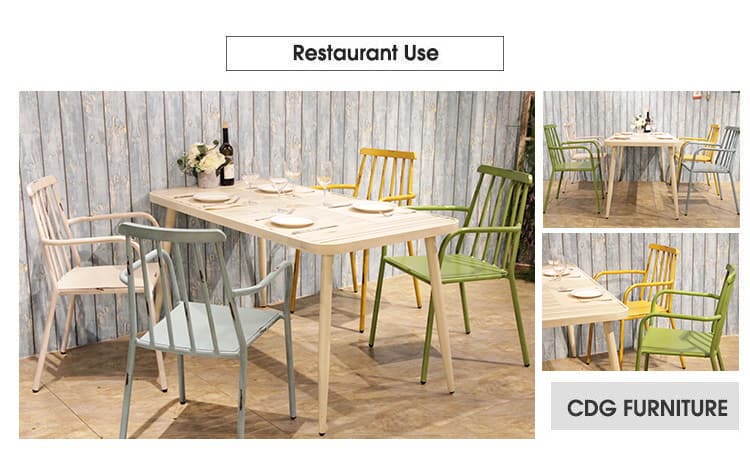Sillón de jardín de bistró de restaurante apilable para comedor interior al aire libre de aluminio 824MS-H45-ALU (3)