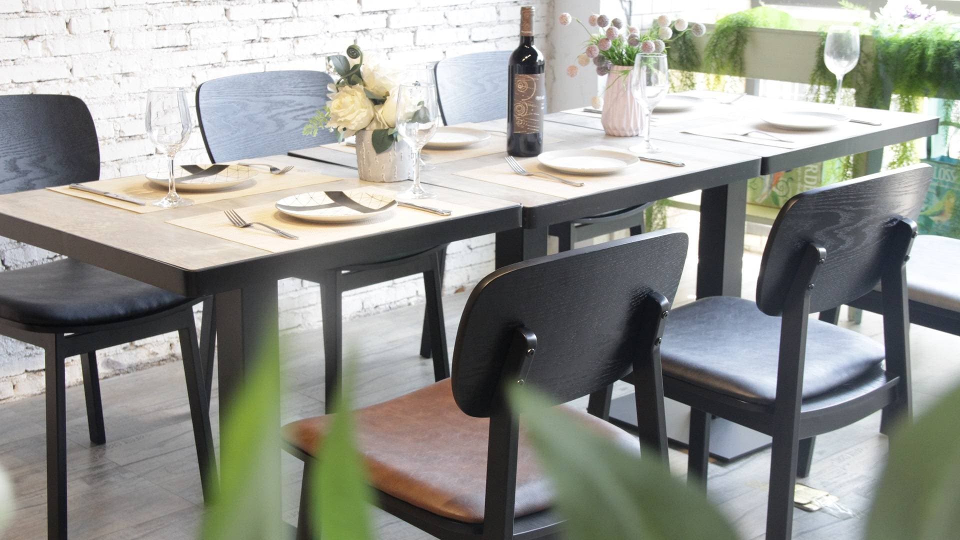 Black Steel Frame With Upholstered Seat And Oak Wood Back Industry Chair 825-H45-STWPU