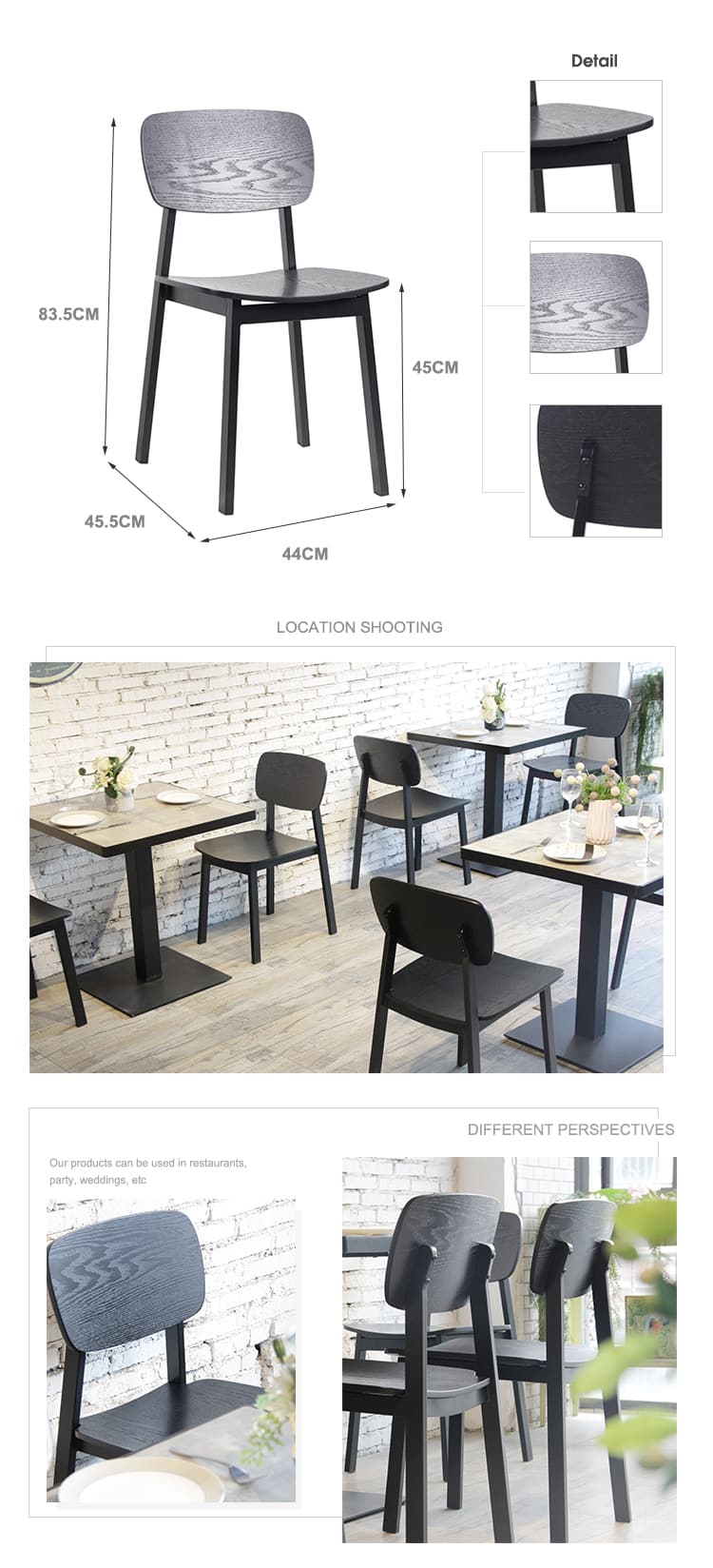 Estructura de acero negro con asiento de madera de roble y silla industrial con respaldo