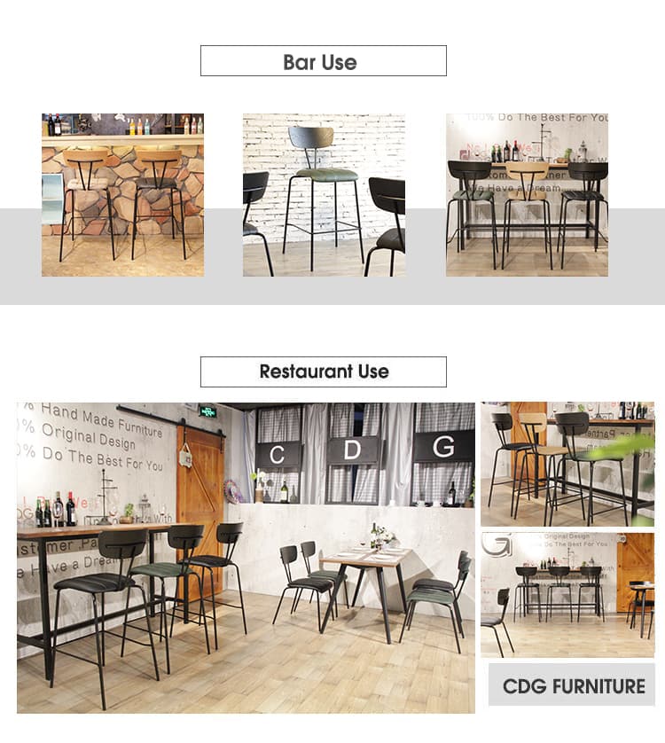 Modern Luxury Coffee Shop Restaurant Bar Furniture Upholstered Fabric Leather Bar Chair 828-H75-STWPU (3)