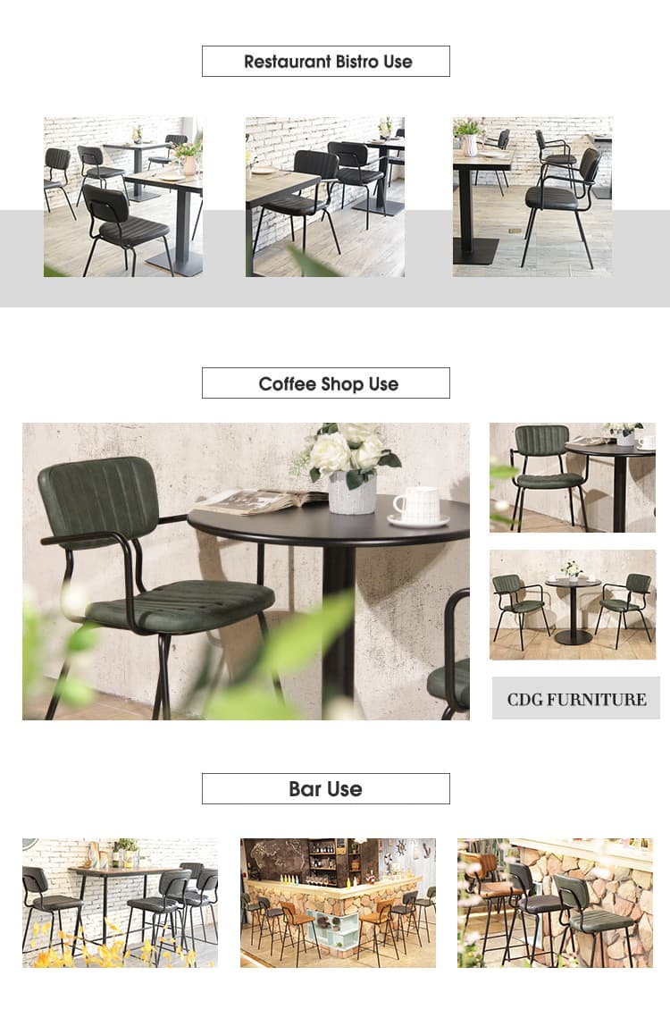 Chaise de salle à manger en cuir rembourrée de salon de café d'hôtel de luxe de mode 631 (M)-H45-STPU (3)