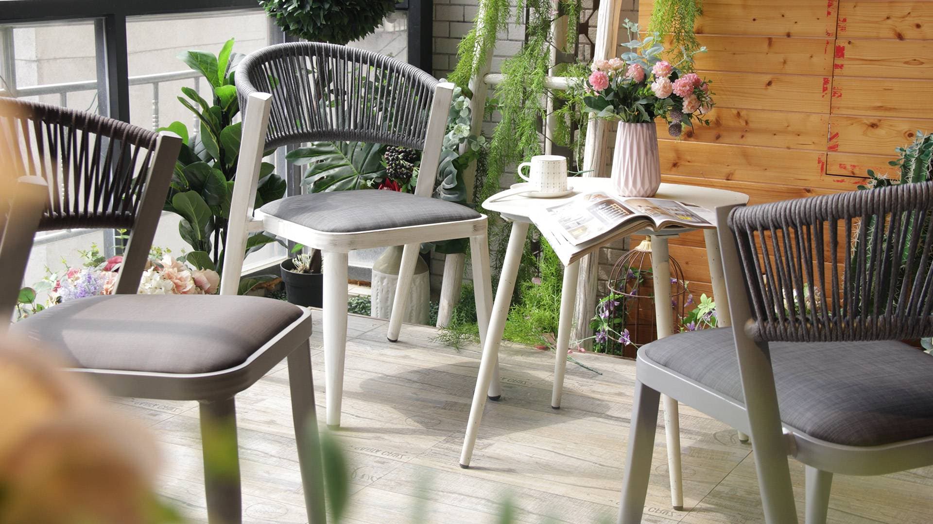 Waterproof Outdoor Leisure French Bistro Aluminum Frame Rattan Wicker Chair 313S-H45-ALU-ROTX