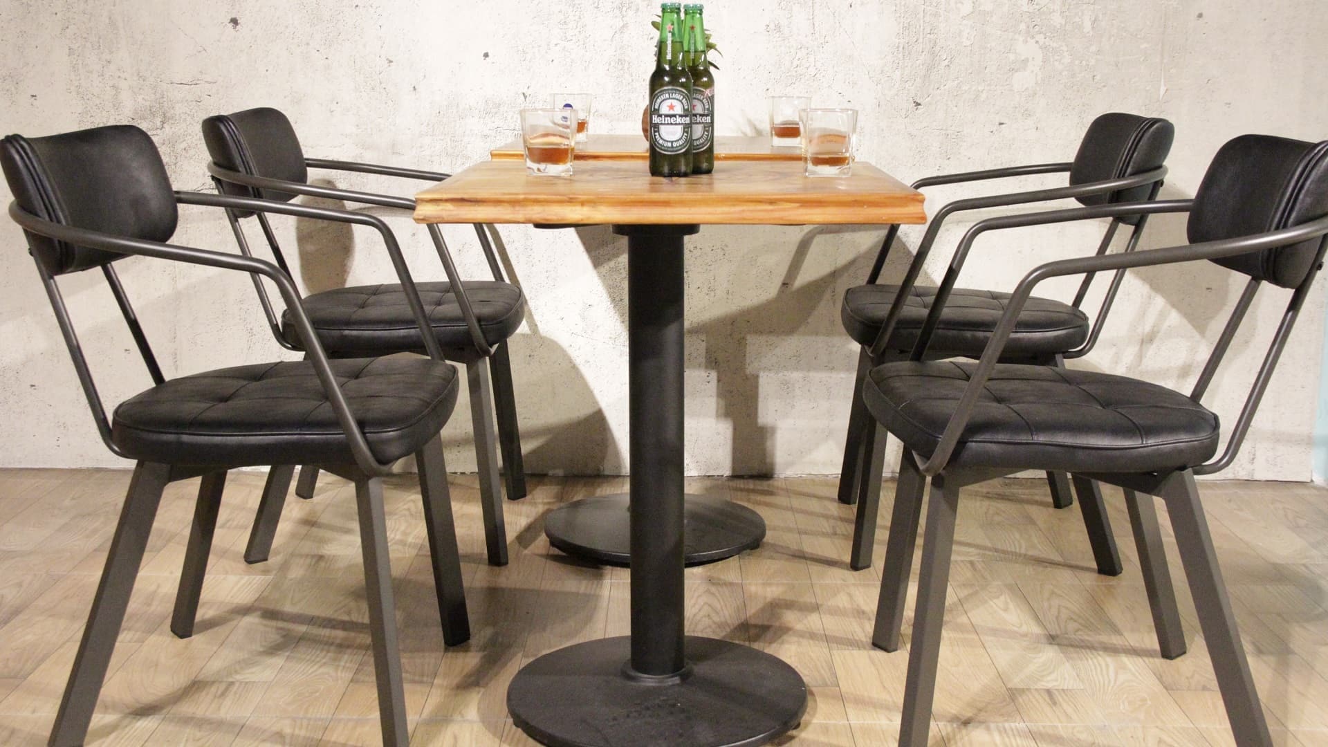American Retro Faux Pu Leather Iron Frame Home Restaurant Coffee Bar Leisure Dining Chair 795M-H45&H75-STPU