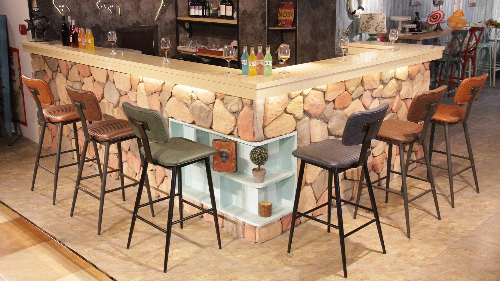 Designer Nordic Style Leather Upholstered 75cm Pub Bar Chair 808-H75-STPU