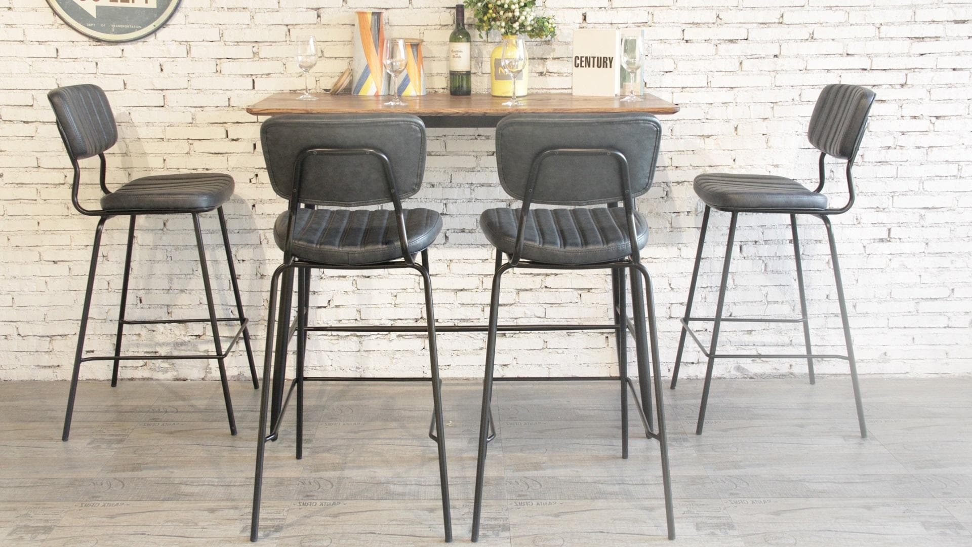 Luxury Modern Upholstered Pu Leather Bar Stool High Bar Chair 631-H75-STPU