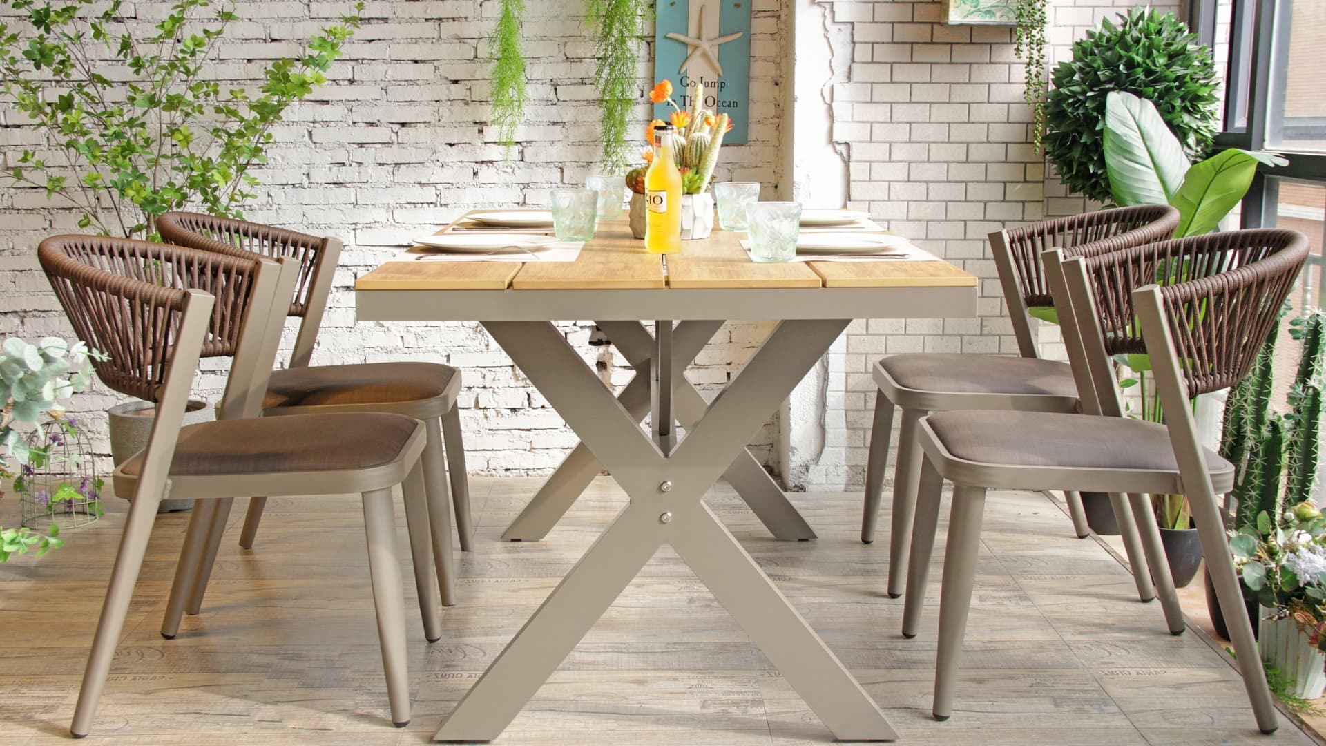 Aluminum Outdoor Waterproof Hotel Resort Leisure Garden Dinner Table 657DT-ALUPS-RE16090