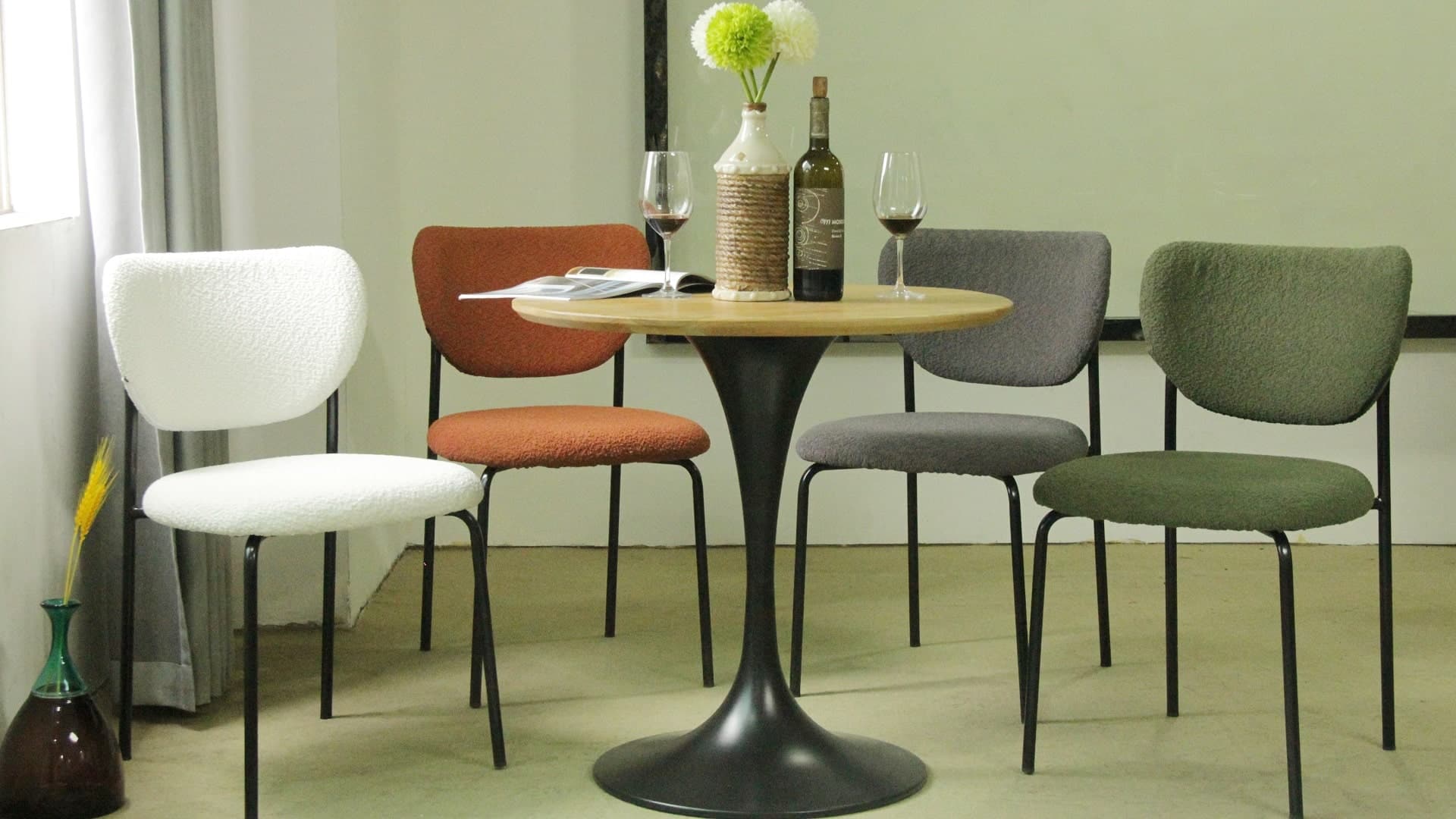 Creative Hem Restaurang Möbler Piedestal Fot Bordsskiva i trä Runt Cafébord 901DT-STW-RO80