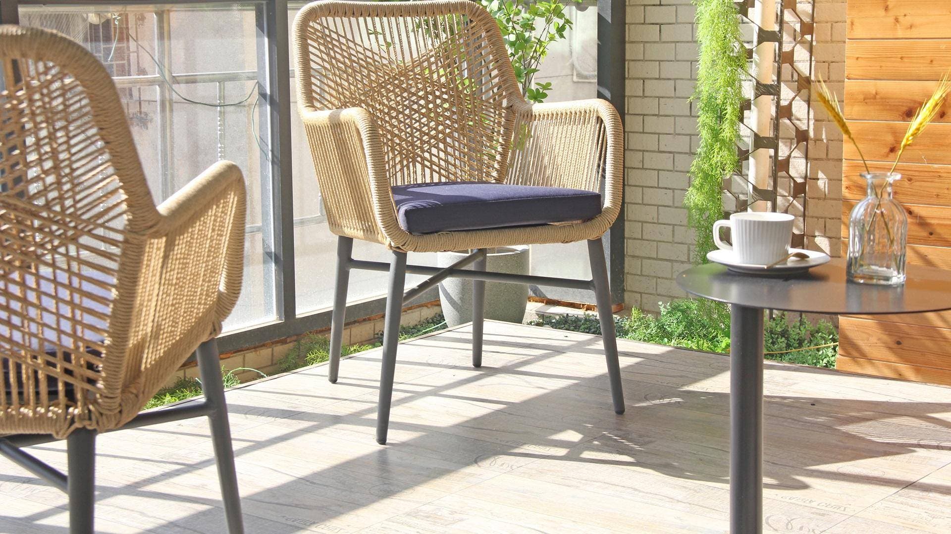 Restaurant Furniture Patio Pe Rattan Leisure Dining Chair With Cushion 320MS-H45-ALU-ROFA