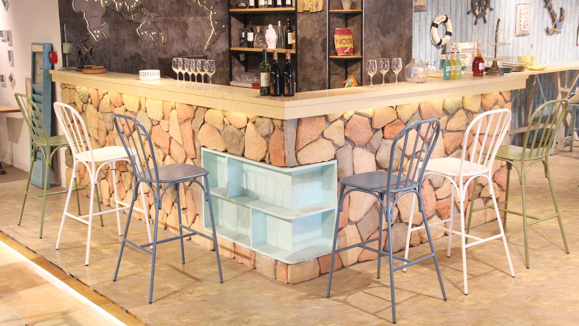 Mobilier d'extérieur Chaise Patio Chaise de Bar de Jardin Rustique Imperméable au Bord de la Piscine 763-H75-ALU
