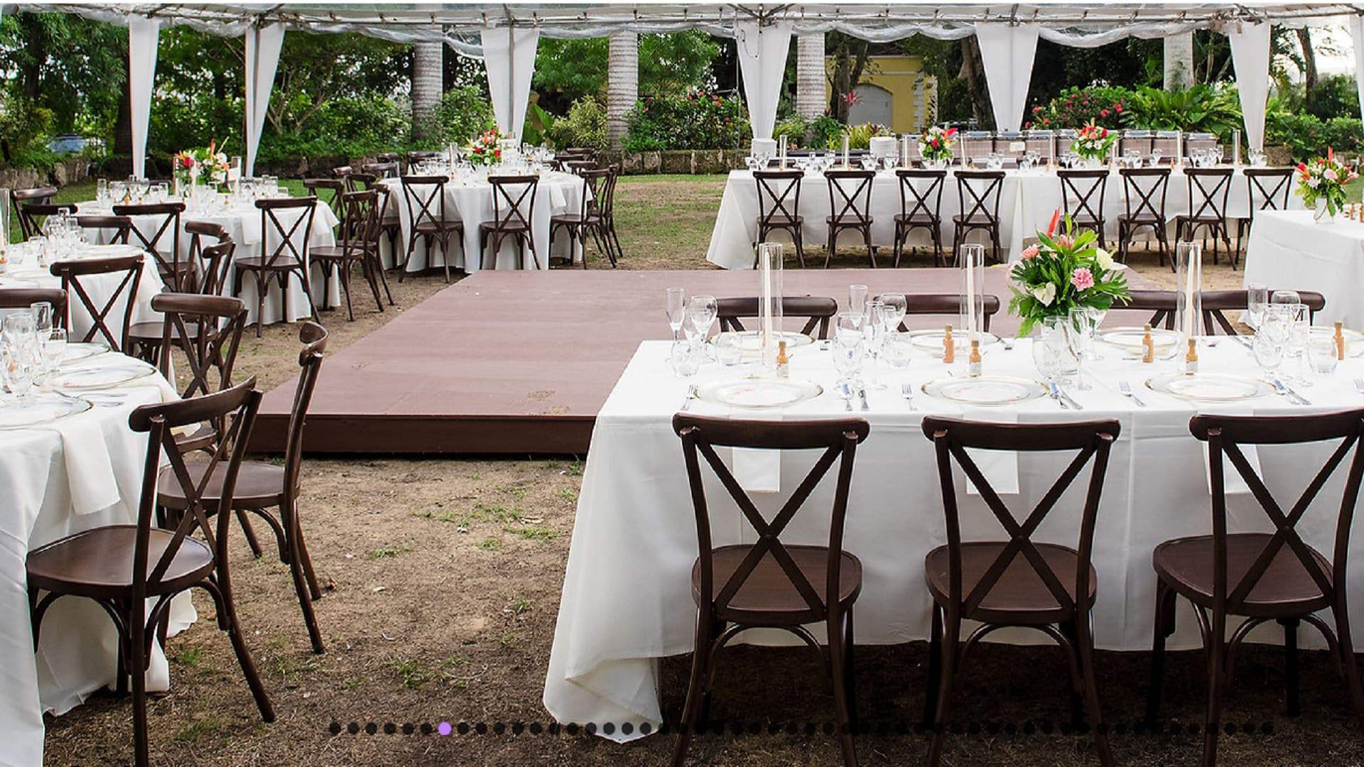 Popular Stacking Hire Banquet Event Christening Lawn Party Wedding Crossback Chair Table Set