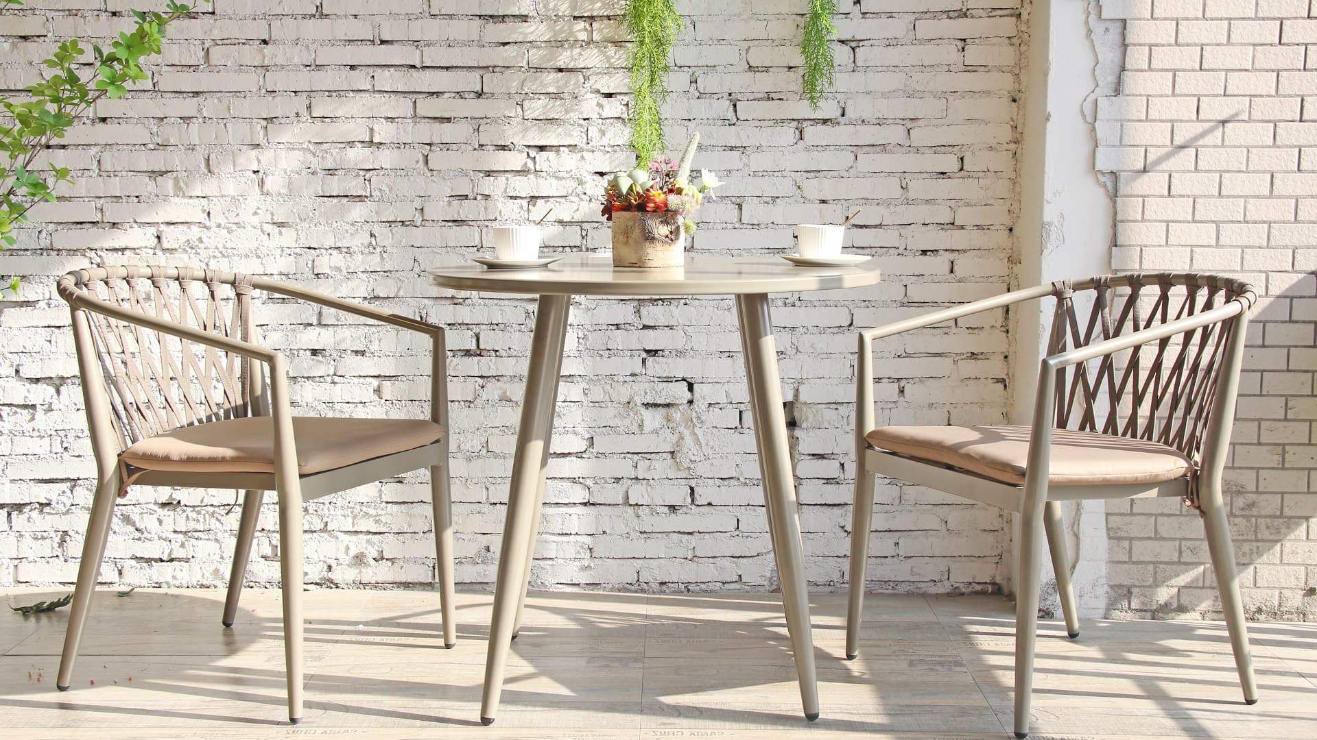 Modern Lightweight 4 Seater Round Aluminum Outdoor Furniture Table 714DT-B-ALU-RO80