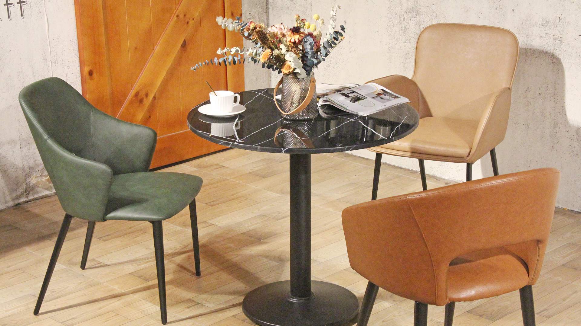 Modern Stable Durable Metal Legs PU Faux Leather Upholstered Thick Padded Lounge Chairs 890-H45-STPU