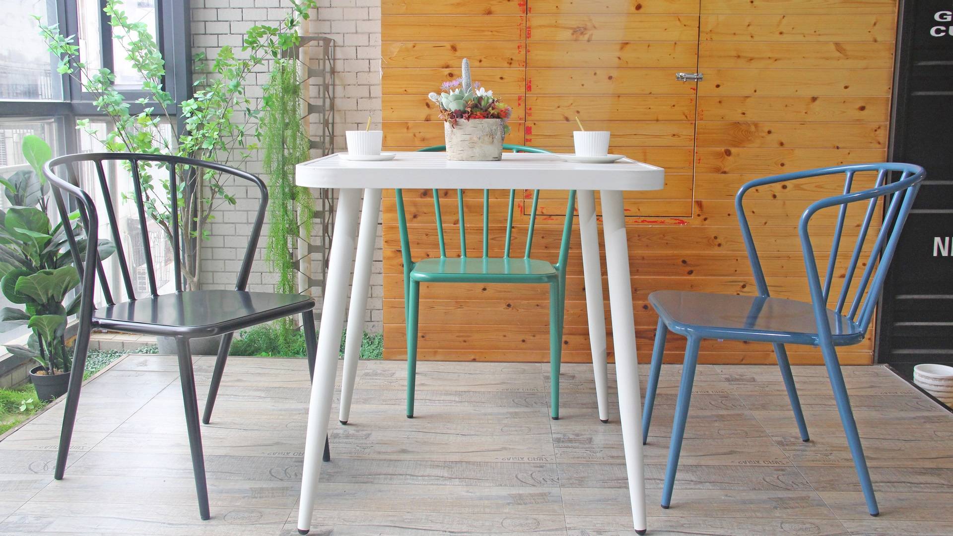 French Loft Indoor and Outdoor Patio Waterproof Kitchen Dining Room Chair 843MS-H45-ALU