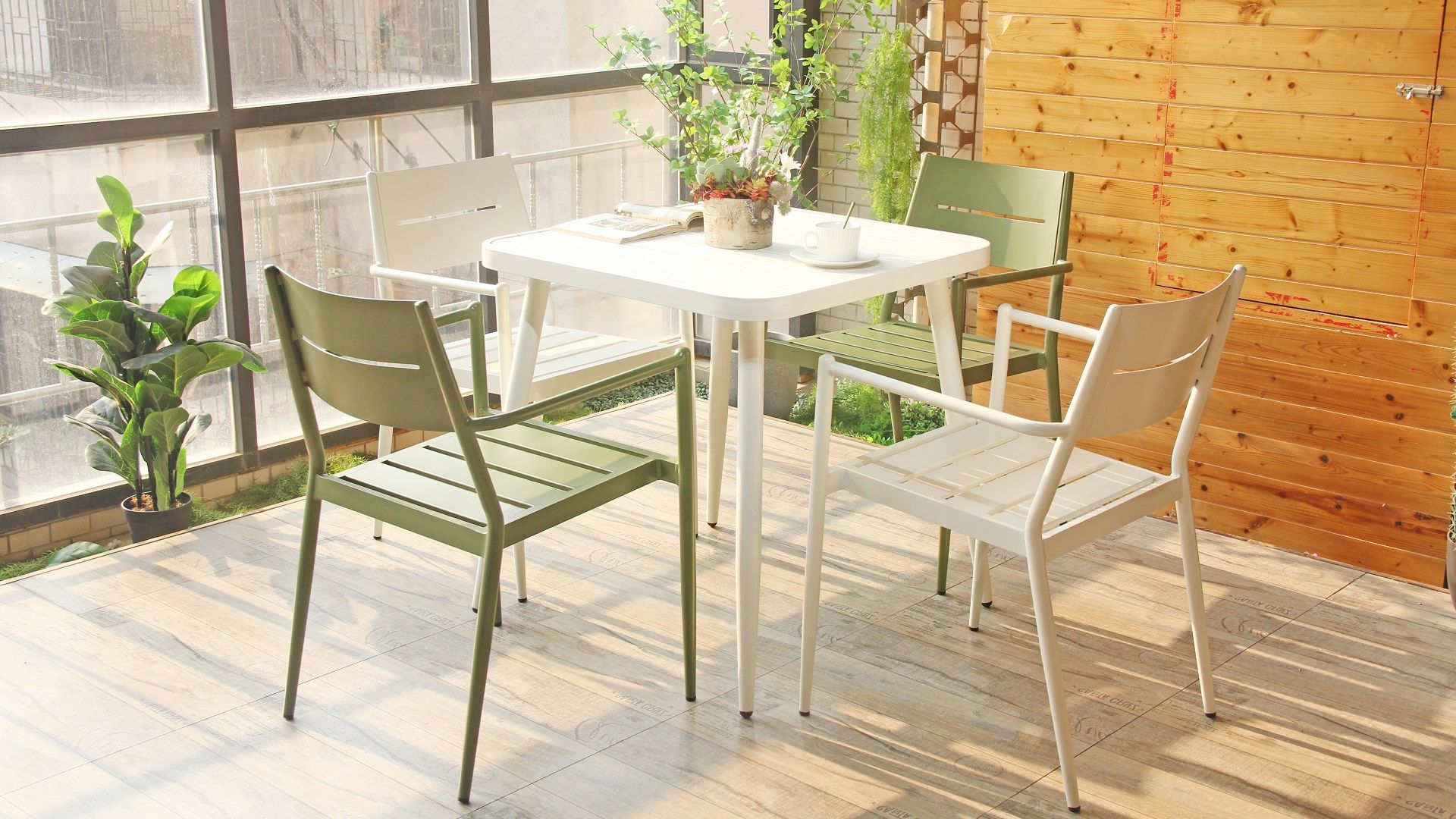 Indoor and Outdoor Garden Courtyard Lawn Coffee Shop Restaurant Aluminum Armchair 839MS-H45-ALU