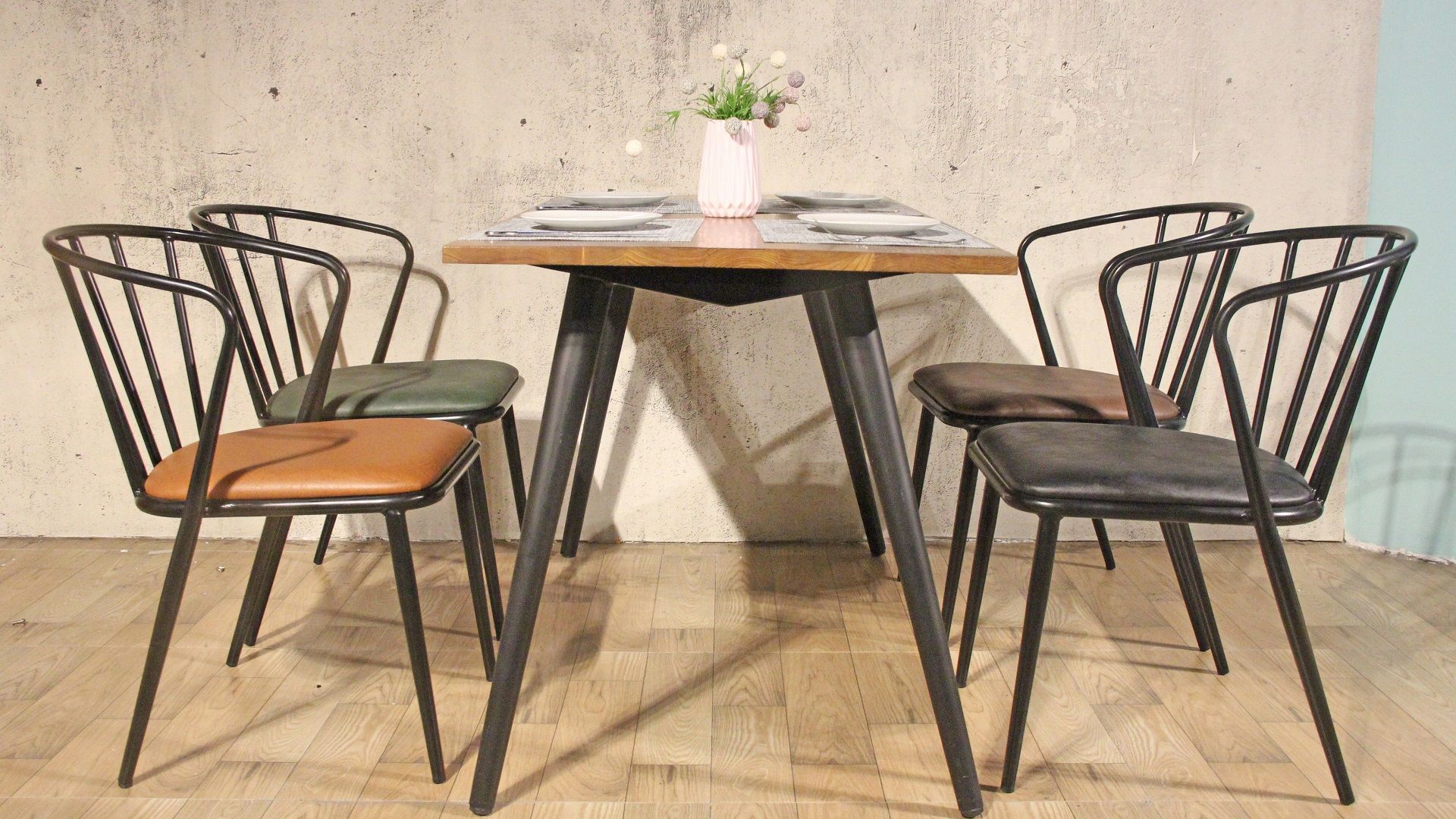 Industrial Luxury Multicolor Ergonomically Designed Durable Faux Leather Soft Seat Dining Chair 843MS-H45-ALU-STPU