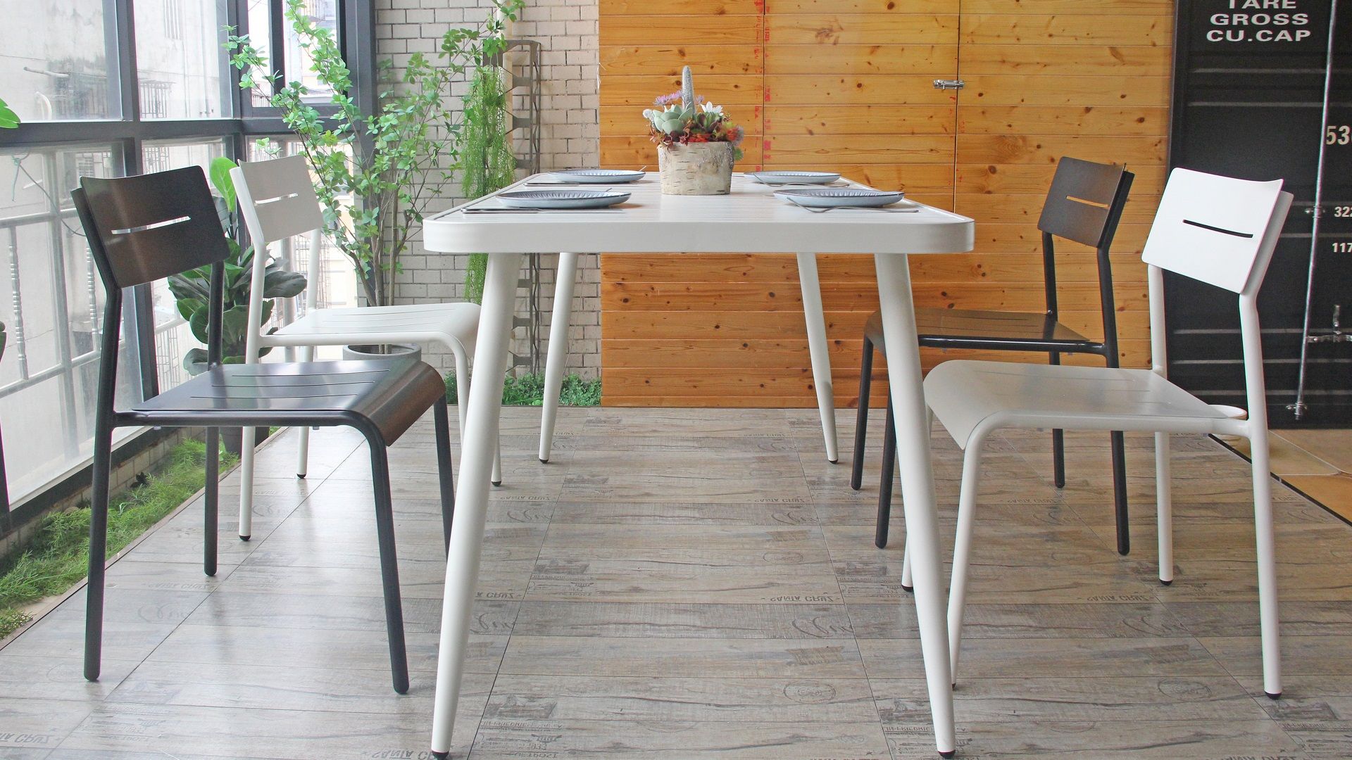 Nordic Creative Simple Balcony Hospitality Garden Patio Armless Dining Chair 847S-H45-ALU