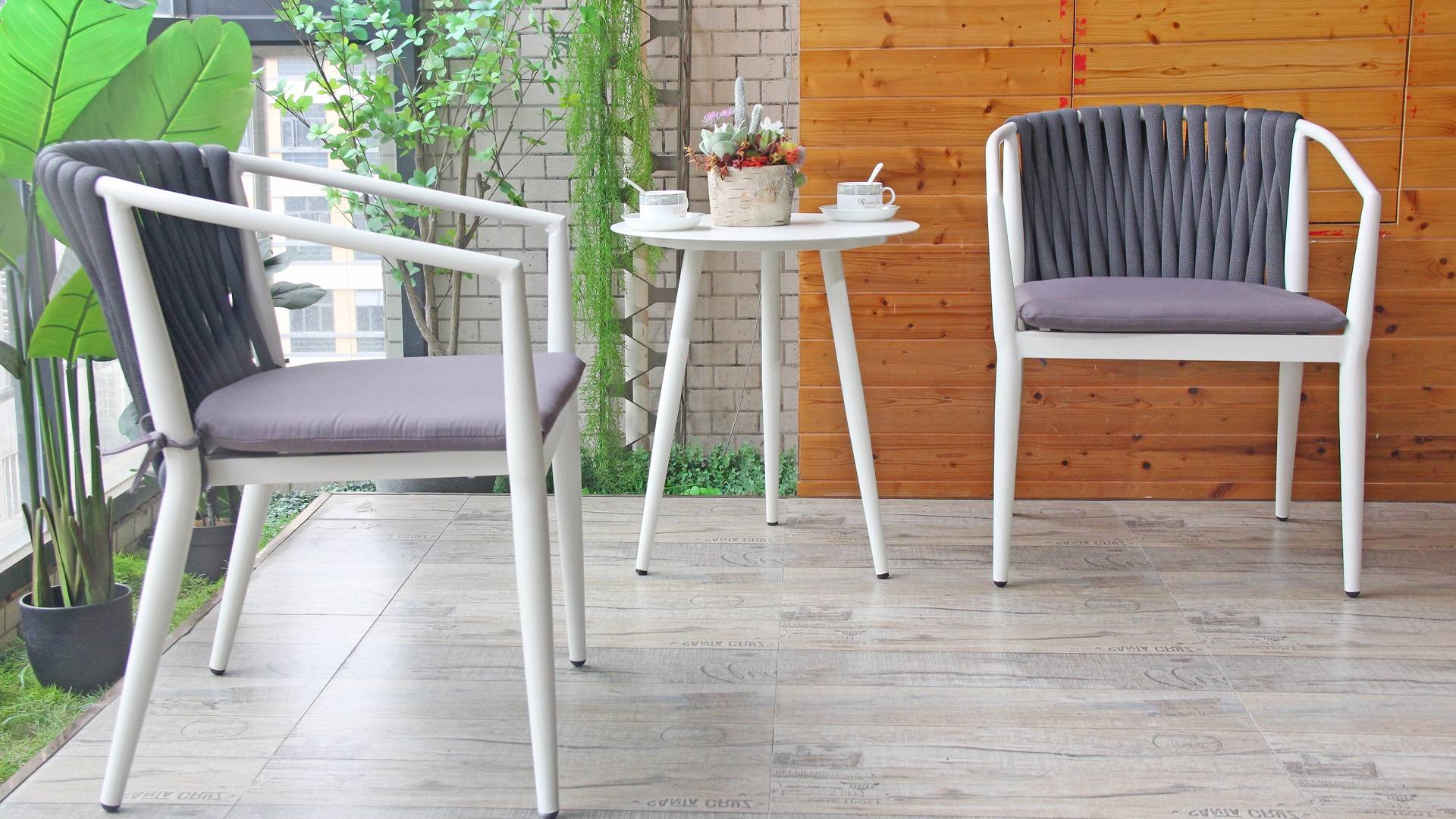 Italian Design All Weather Outside Patio Leisure Stackable Garden Woven Rope Armchair 318-B-H45-ROFA