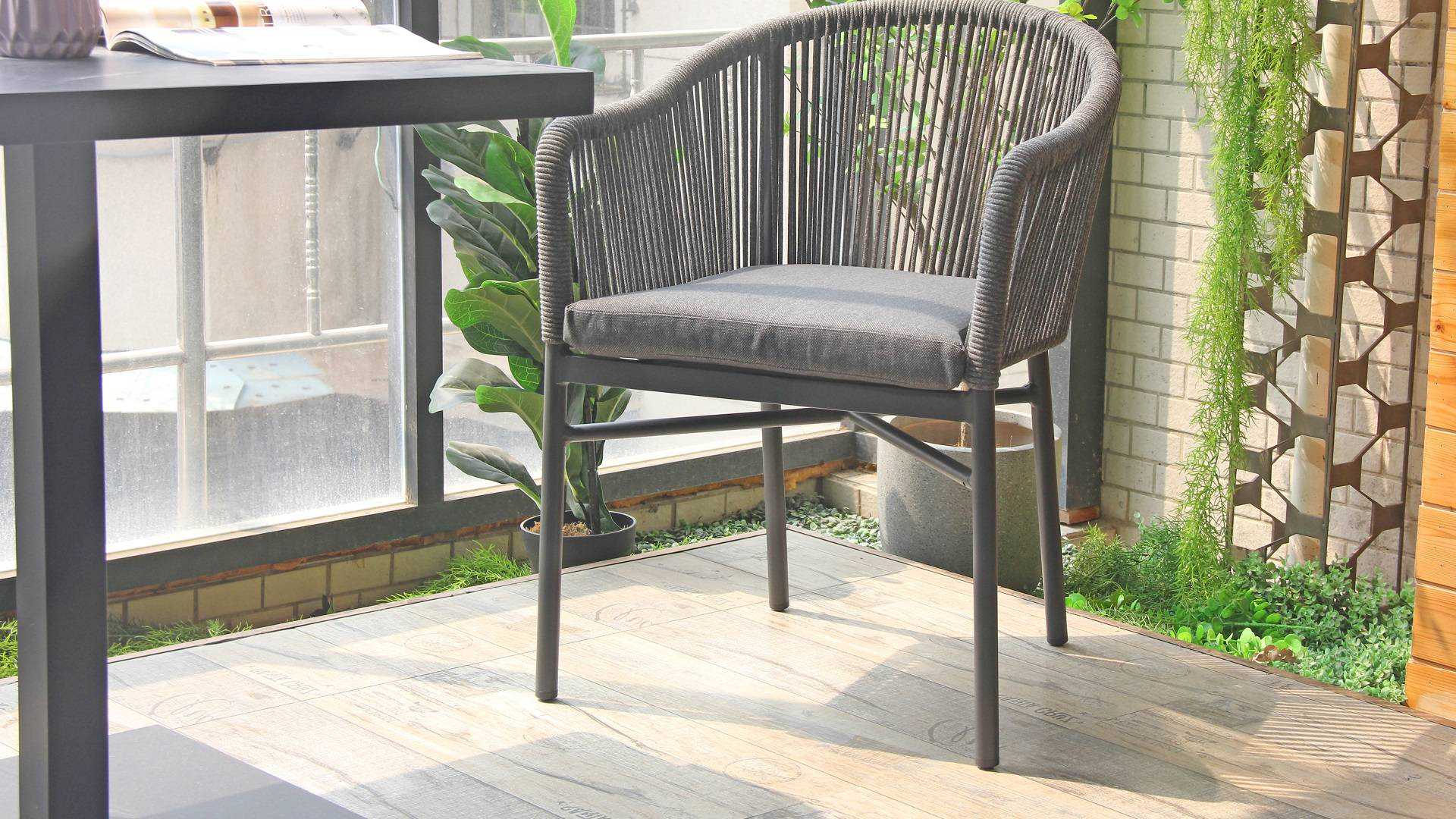 Patio Garden Furniture Aluminum Frame Rope Woven Outdoor Dining Chair 324MS-H45-ALU-ROFA
