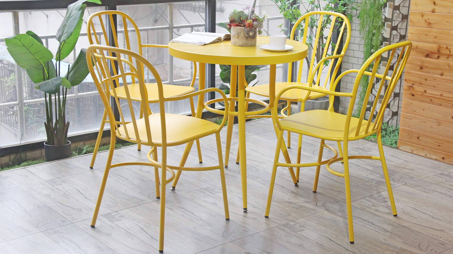 Italian Customized Round Restaurant Hotel Removable Outdoor Terrace Table 762DT-ALU-RO70